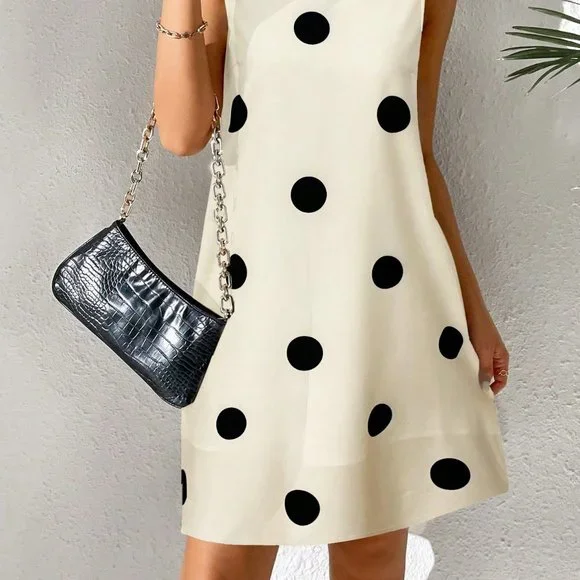 Apricot Boho Womens Polka Dot Print Sleeveless Dress - Picture 4 of 5